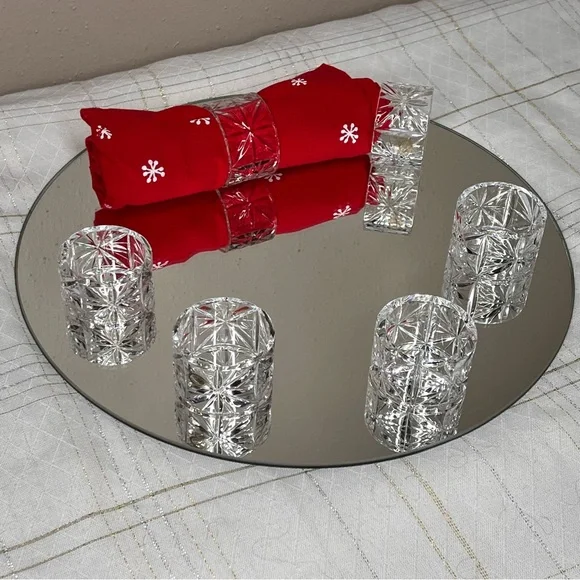 Crystal Napkin Rings Set Of 6 made in Hungary - Picture 5 of 6